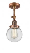 Innovations Lighting 201F-AC-G202-6-LED - Beacon - 1 Light - 6 inch - Antique Copper - Adjustable Semi-Flush Mount