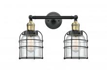 Innovations Lighting 208-BAB-G52-CE - Bell Cage - 2 Light - 16 inch - Black Antique Brass - Adjustable Bath Vanity Light