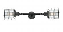 Innovations Lighting 208L-BK-G52-CE - Bell Cage - 2 Light - 6 inch - Matte Black - Adjustable Bath Vanity Light