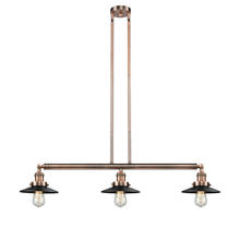 Innovations Lighting 213-AC-M6BK - Railroad - 3 Light - 41 inch - Antique Copper - Stem Hung - Adjustable Island Light