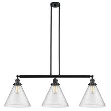Innovations Lighting 213-BK-G44-L - Cone - 3 Light - 44 inch - Matte Black - Stem Hung - Adjustable Island Light