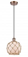 Innovations Lighting 516-1P-AC-G121-8RB - Farmhouse Rope - 1 Light - 8 inch - Antique Copper - Cord hung - Mini Pendant