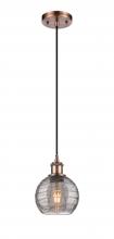 Innovations Lighting 516-1P-AC-G1213-6SM - Athens Deco Swirl - 1 Light - 6 inch - Antique Copper - Cord hung - Mini Pendant