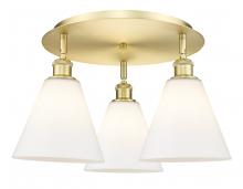 Innovations Lighting 516-3C-SG-GBC-81 - Berkshire - 3 Light - 20 inch - Satin Gold - Flush Mount