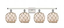 Innovations Lighting 516-4W-WPC-G121-8RB - Farmhouse Rope - 4 Light - 38 inch - White Polished Chrome - Bath Vanity Light