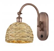Innovations Lighting 518-1W-AC-RBD-8-NAT - Woven Rattan - 1 Light - 8 inch - Antique Copper - Adjustable Swing Arm