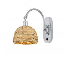 Innovations Lighting 518-1W-PC-RBD-8-NAT - Woven Rattan - 1 Light - 8 inch - Polished Chrome - Adjustable Swing Arm