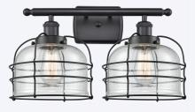 Innovations Lighting 916-2W-BK-G74-CE - Bell Cage - 2 Light - 16 inch - Matte Black - Bath Vanity Light