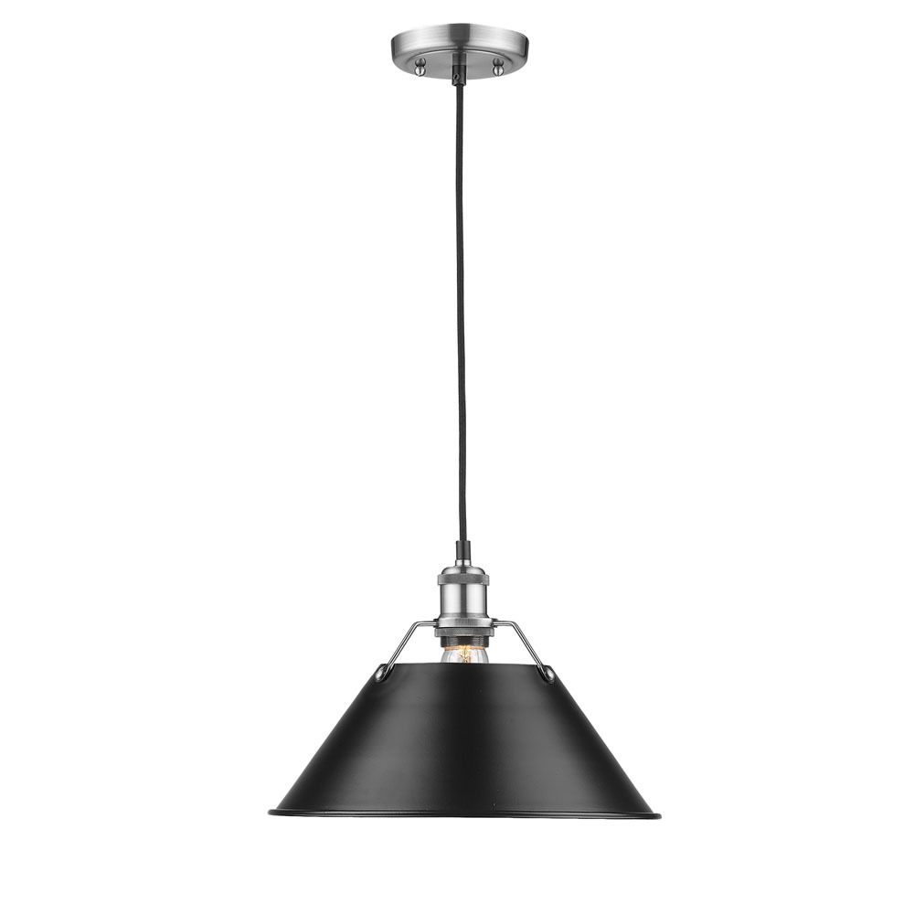 Orwell 14&#34; Wide Large Pendant in Pewter with Matte Black