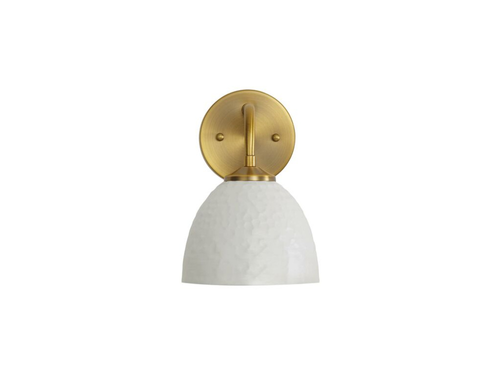 Shepard 1-Light Wall Sconce in Modern Brass with Matte White