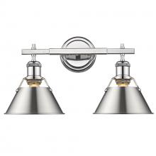 Golden 3306-BA2 CH-PW - Orwell 2-Light Vanity Light in Chrome with Pewter