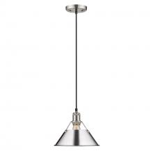 Golden 3306-M PW-CH - Orwell 10" Wide Medium Pendant in Pewter with Chrome