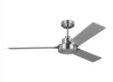 Generation Lighting 3JVR52BS - Jovie 52" Indoor/Outdoor Brushed Steel Ceiling Fan with Wall Control and Manual Reversible Motor