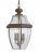Lancaster traditional 3-light outdoor exterior pendant in antique bronze finish with clear curved be