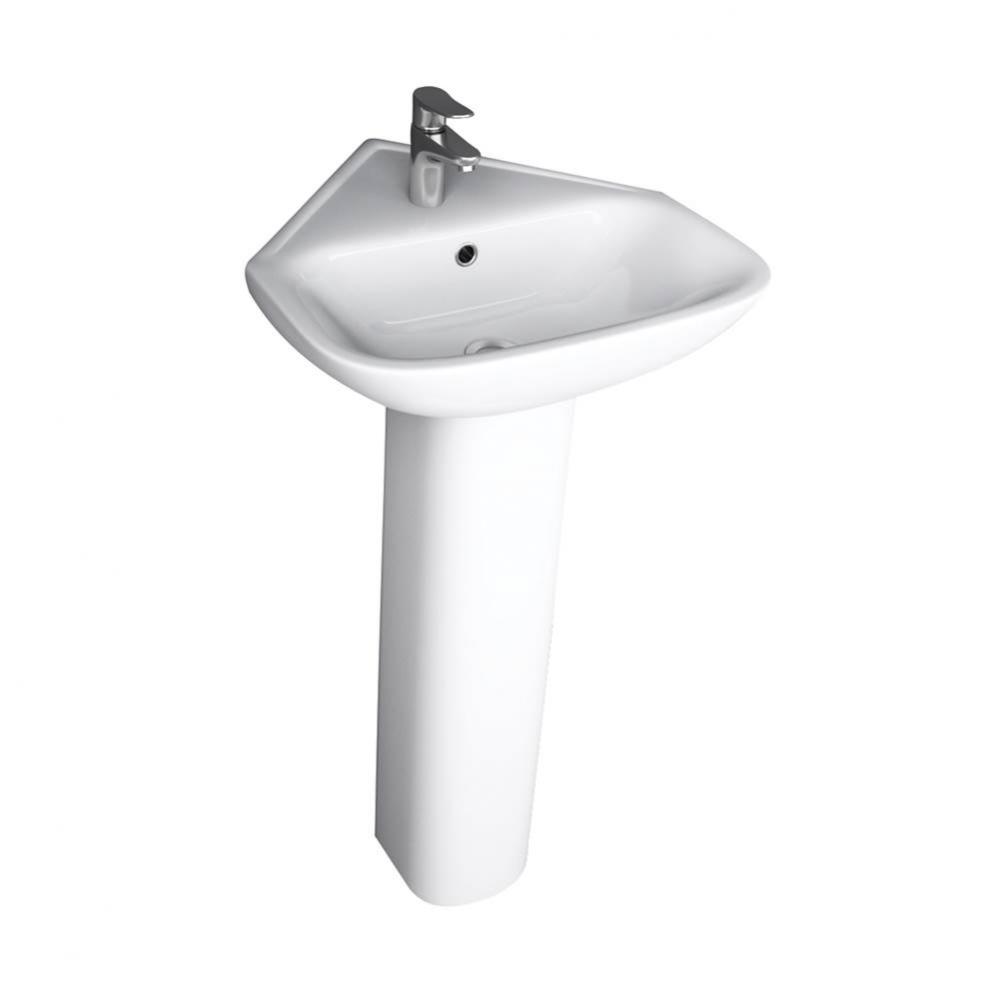 Eden Corner Pedestal Lav 1-Hole, White