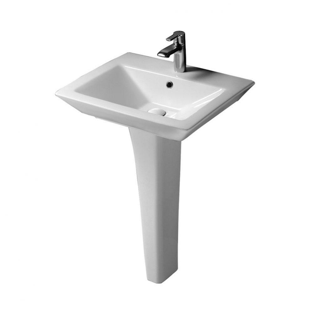 Opulence 23&apos;&apos; Ped Lav, Rect. Bowl 1-hole, White