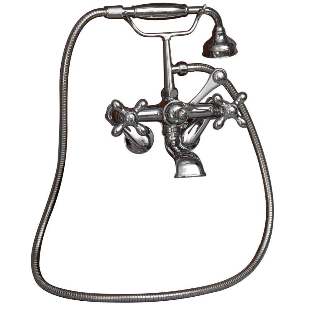 Elephant Spout,HndShwr,60&apos;&apos;Hose Swvl Mts,Metal Cross Hndls,CP
