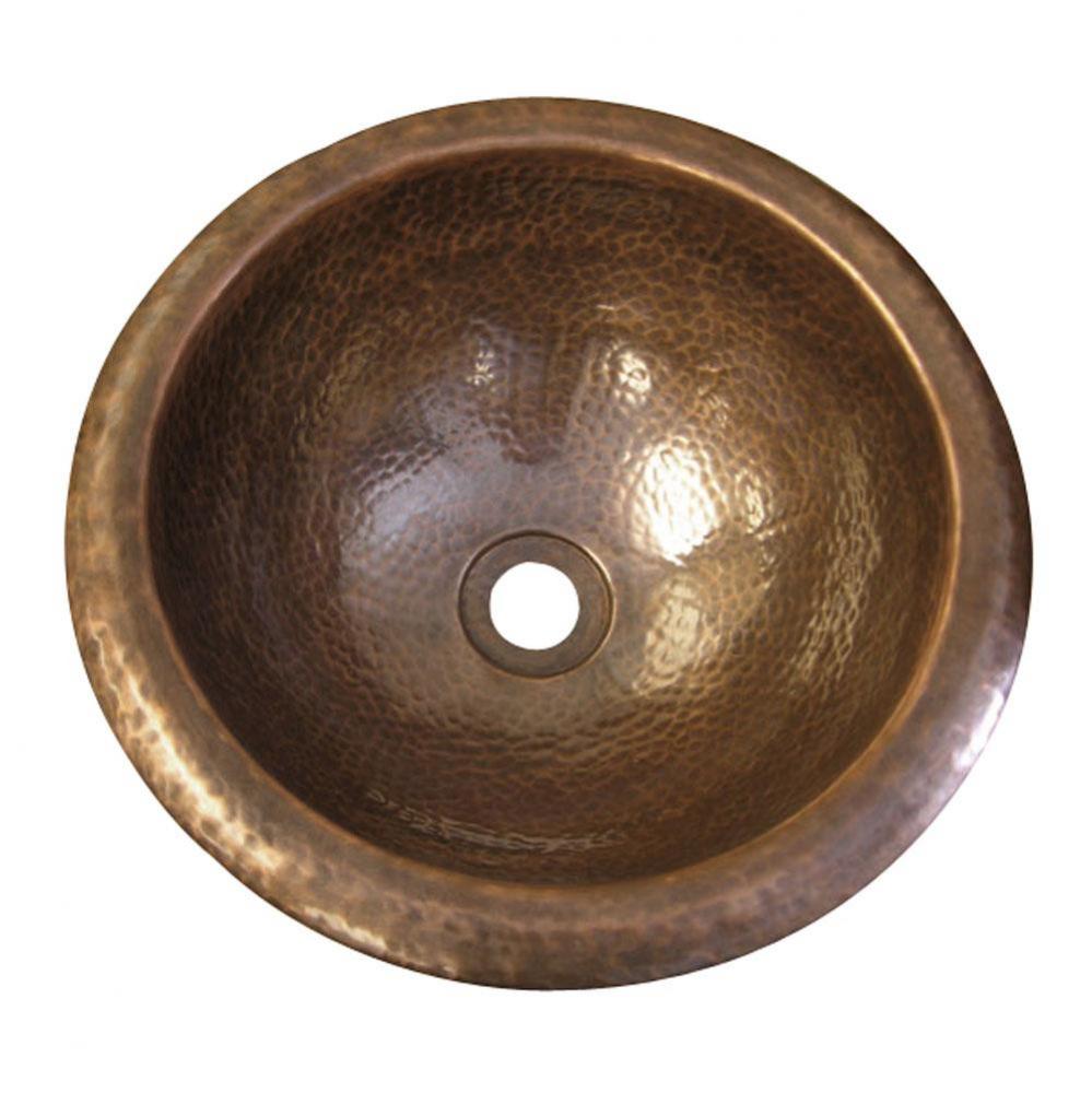 Abita Round Self Rimming Basin, Hammered Antique Copper