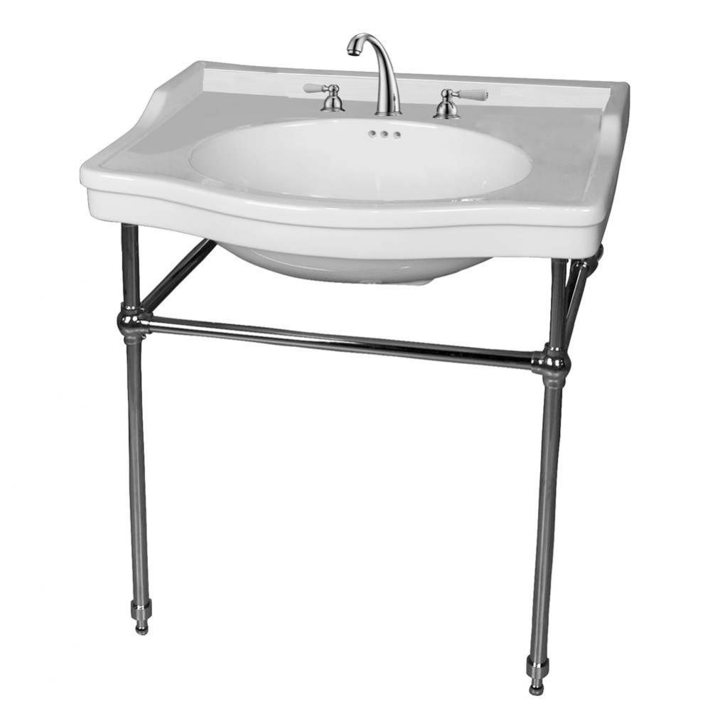 Ensal 30&apos;&apos;Console w/Stand,White 1 Faucet Hole, CP Stand