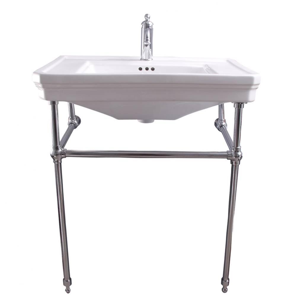 Drew 30&apos;&apos; Console w/Stand, White, 1 Faucet Hole, CP Stand