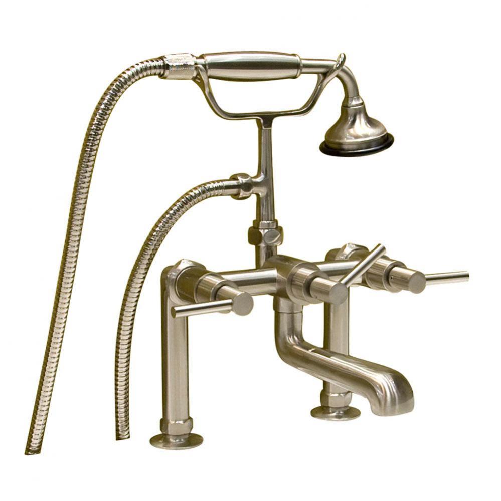 Deck Mount Tub Faucet w/ LeverHandles, Hand Shower-CP