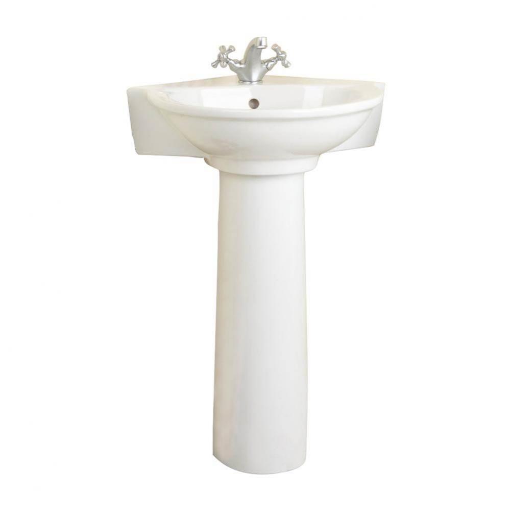 Evolution Corner Pedestal Lavatory, 8&apos;&apos; WS, White