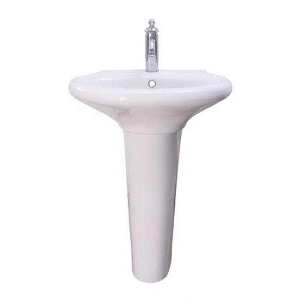 Collins Pedestal with 1 Hole,Overflow, White