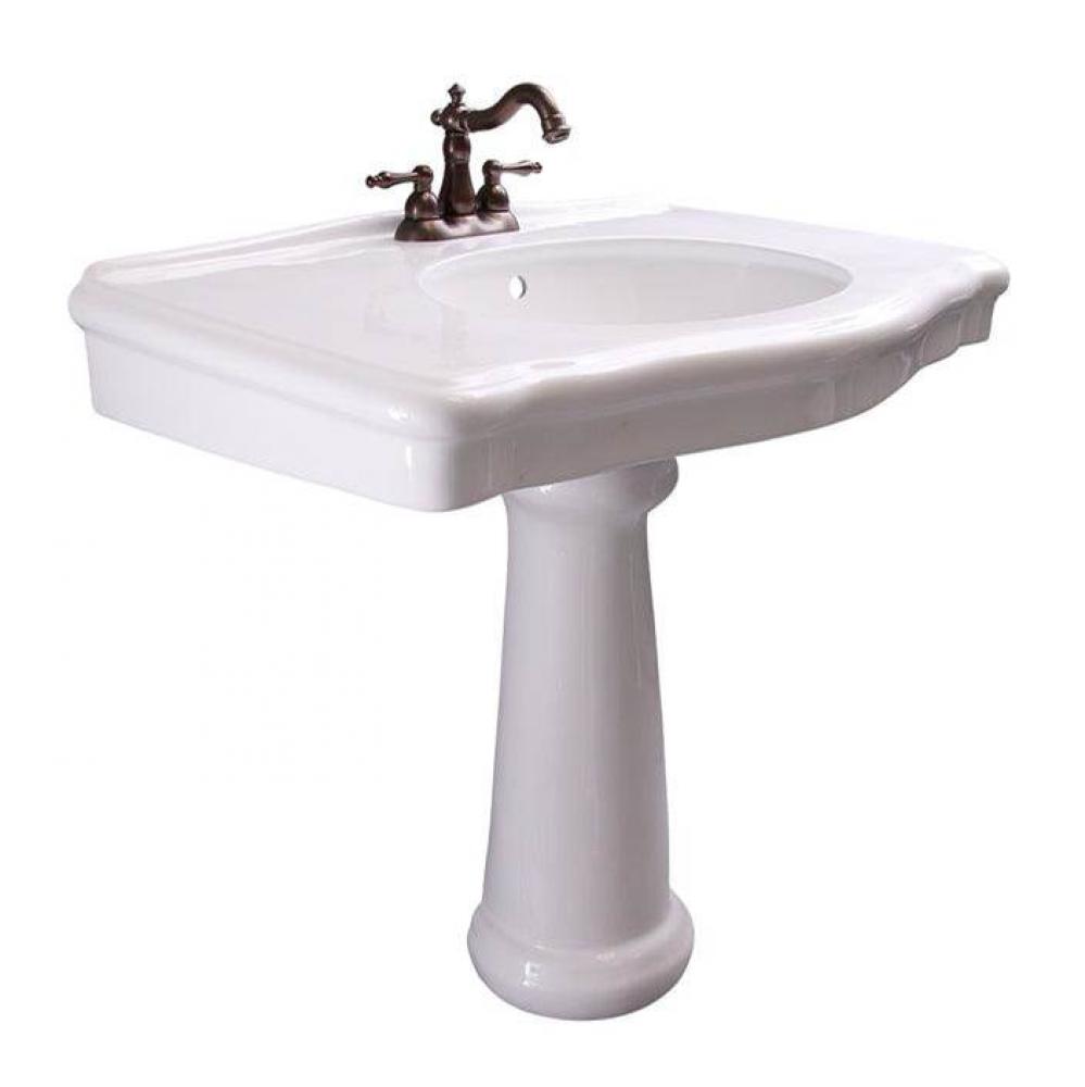 Anders Rectangular Pedestal Lavatory, 8&apos;&apos; WS, White