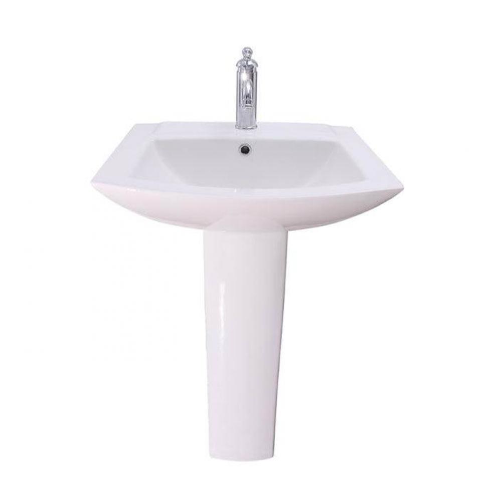 Burke Pedestal with 1 FaucetHole, Overflow, White