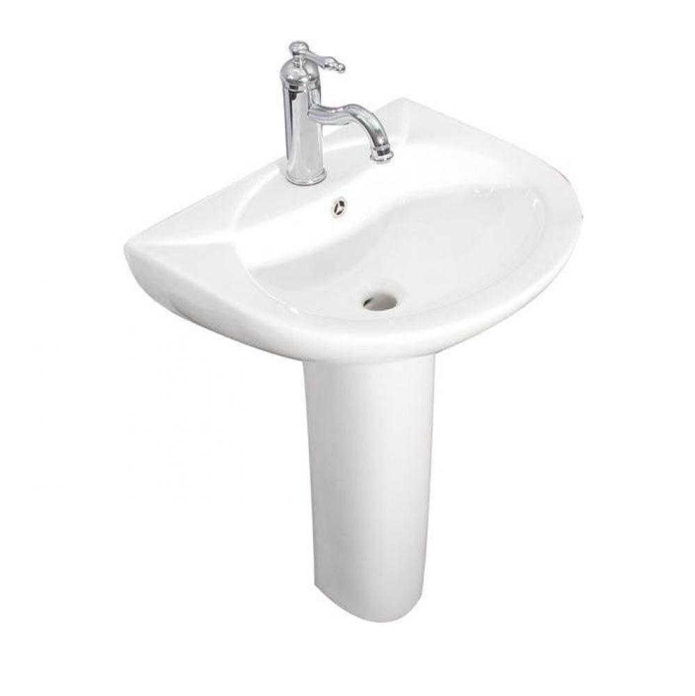 Banks Pedestal with 1Faucet Hole, Overflow, White