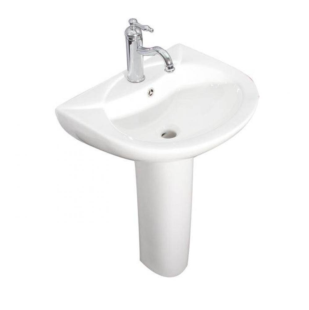 Banks Pedestal for 4&apos;&apos; cc Faucet Holes, Overflow, White