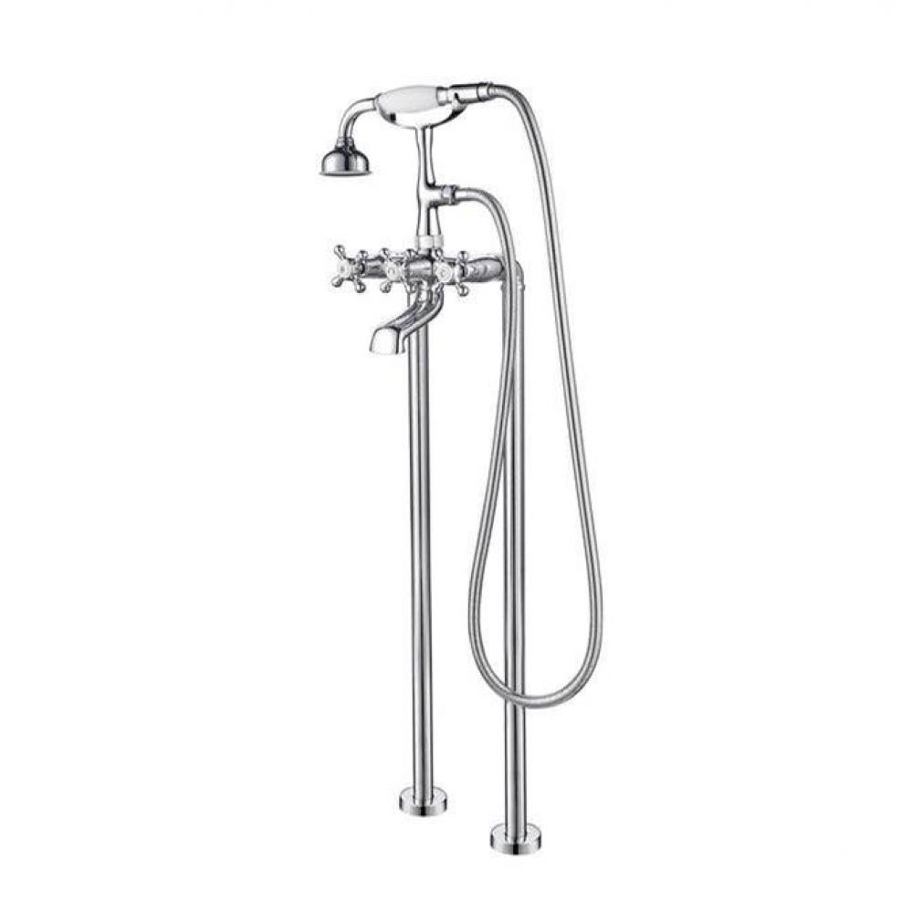 Freestanding Tub Faucet W/Hand Shower, 6&apos;&apos; Straight Body,CP