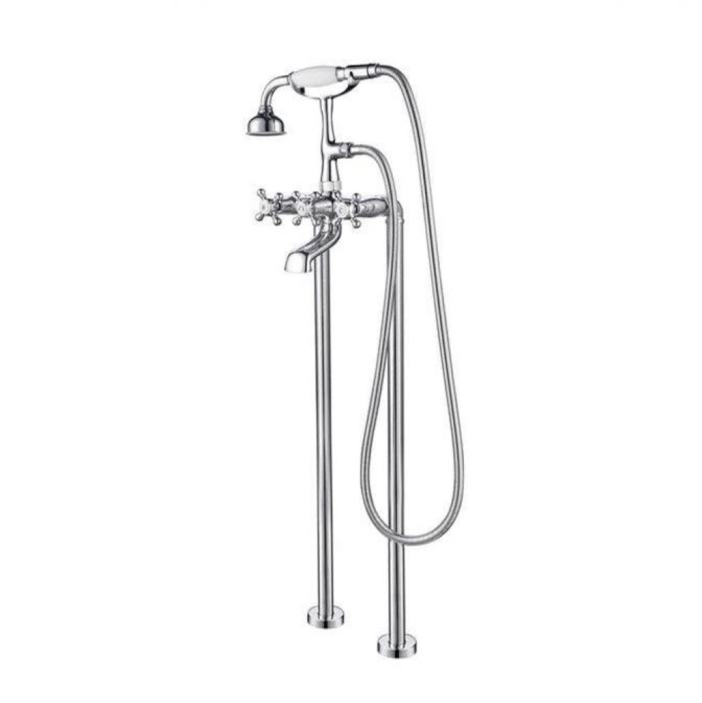 Freestanding Tub Faucet W/HandShower, 6&apos;&apos; Straight Body,CP