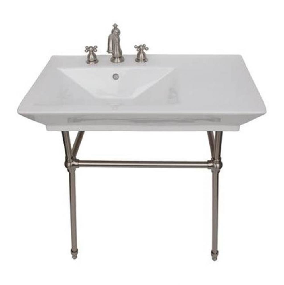 Opulence Console 31-1/2&apos;&apos;, Rect Bowl, 4&apos;&apos; CC, White, cp Stand