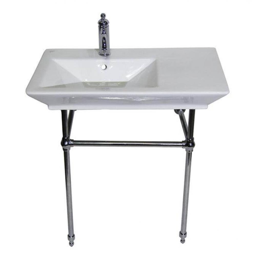 Opulence Console 31-1/2&apos;&apos;, Rect Bowl, 1-hole, White, CP Stand