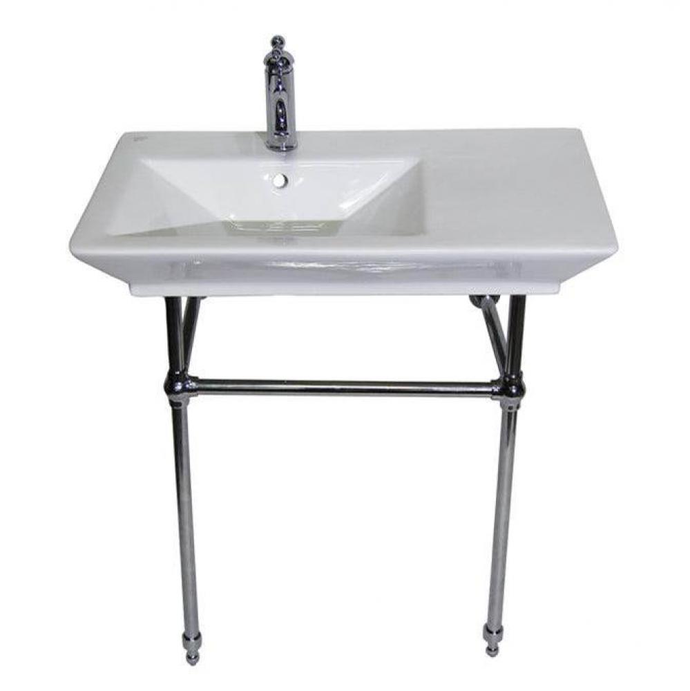 Opulence Console 31-1/2&apos;&apos;, RectBowl, 8&apos;&apos; WS, White, CP Stand