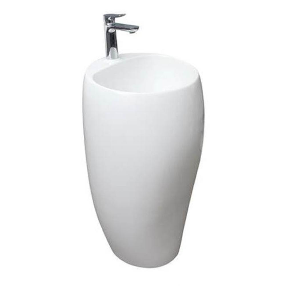 Cloud 19-3/8&apos;&apos; Pedestal Lav,1-Hole,Fireclay,W/Waste Cover,WH