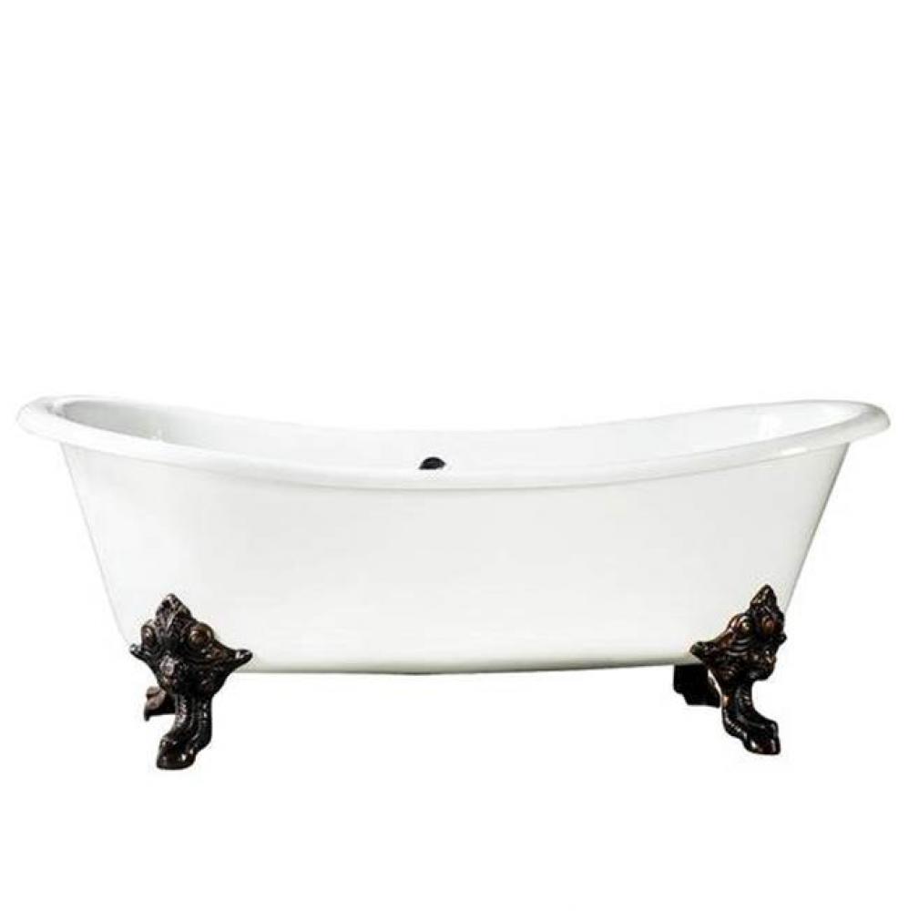 Nelson 73&apos;&apos; CI Dbl Slipper Tub, White, 7&apos;&apos; Deck Holes, ORB Feet