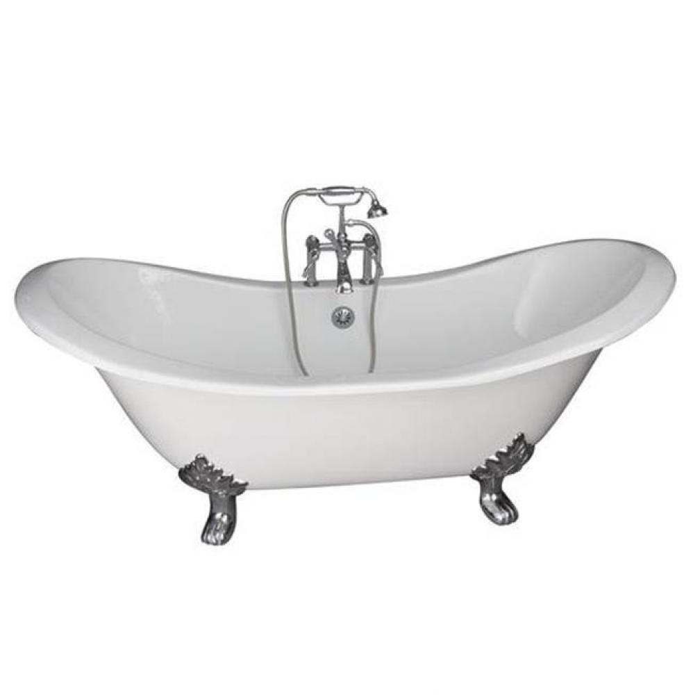 Tub Kit 71&apos;&apos; CI Dbl Slipper, Filler, Supplies, Drain-Chrome