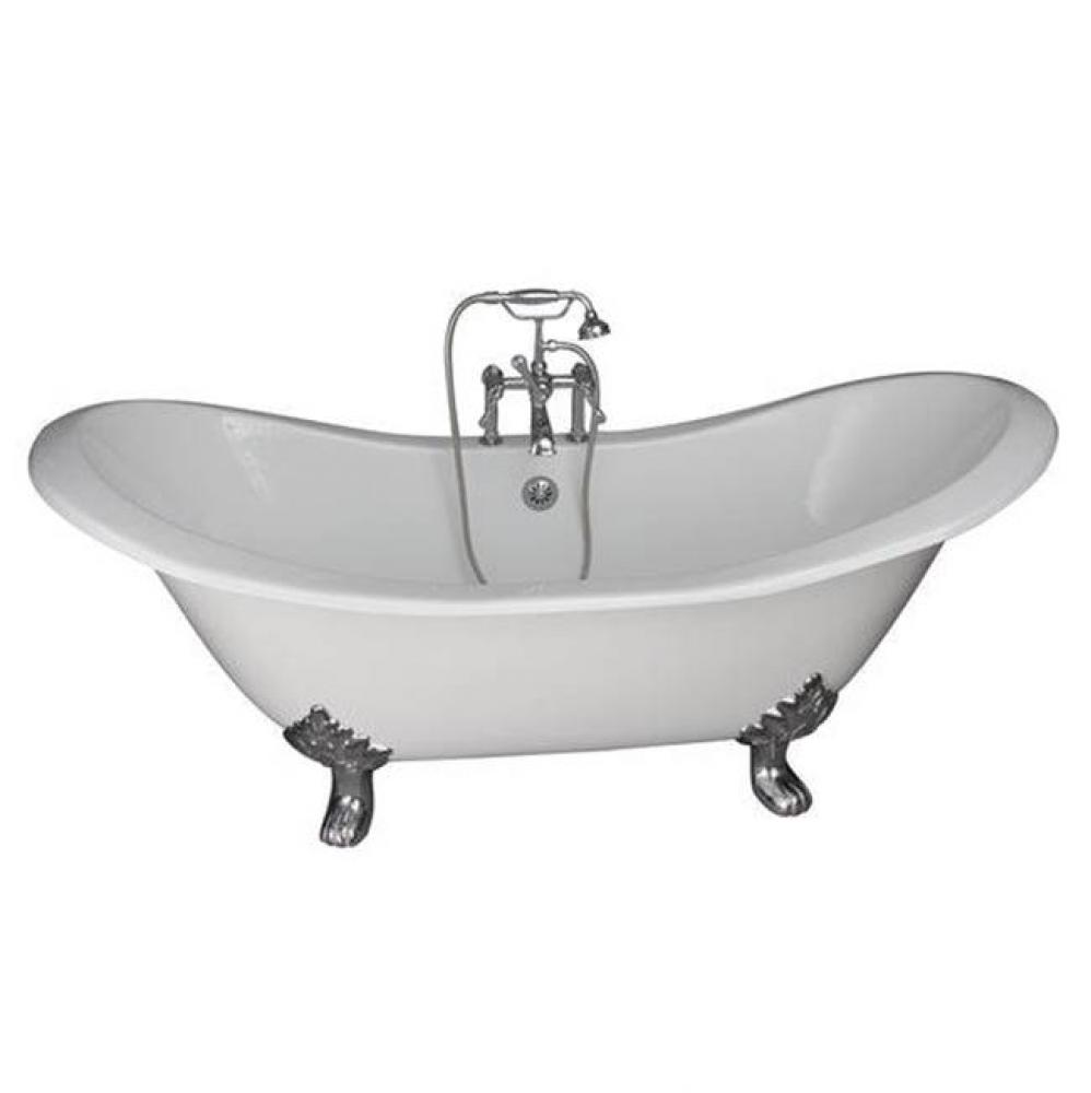 Tub Kit 71&apos;&apos; CI Dbl Slipper, Filler, Supplies, Drain-Chrome