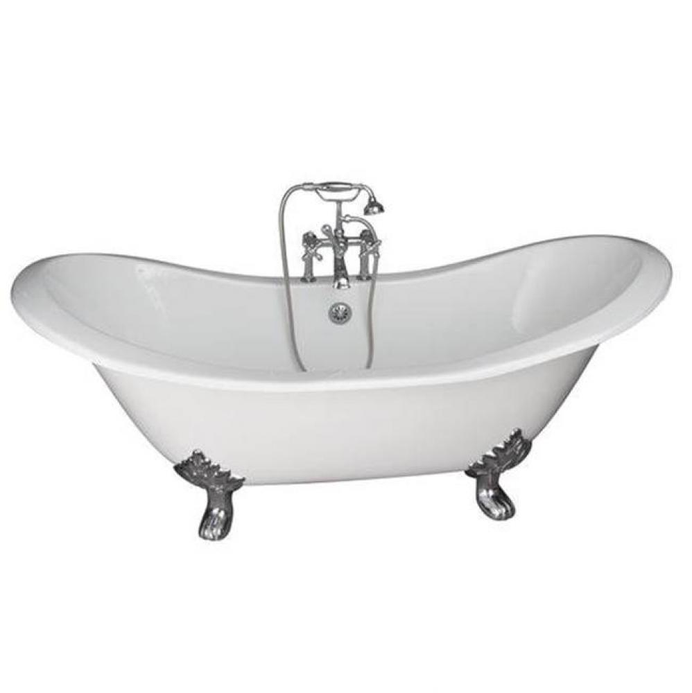 Tub Kit 71&apos;&apos; CI Dbl Slipper, Filler, Supplies, Drain-Chrome