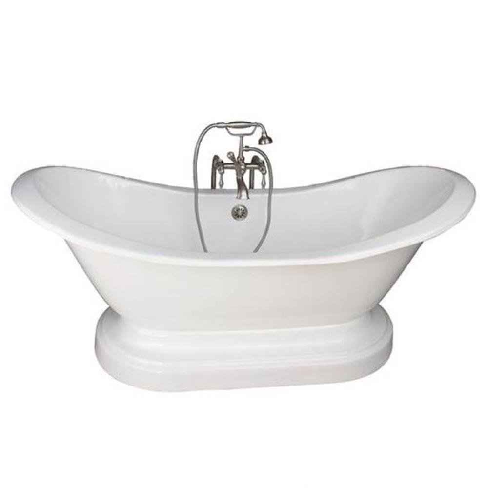Tub Kit 71&apos;&apos; CI Dbl Slipper, Filler, Supples, Drain-Br Nkl