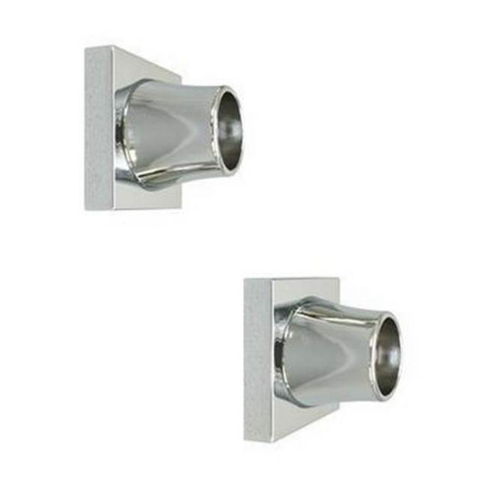 Decorative Square Flange 1&apos;&apos;, Pair, Polished Chrome