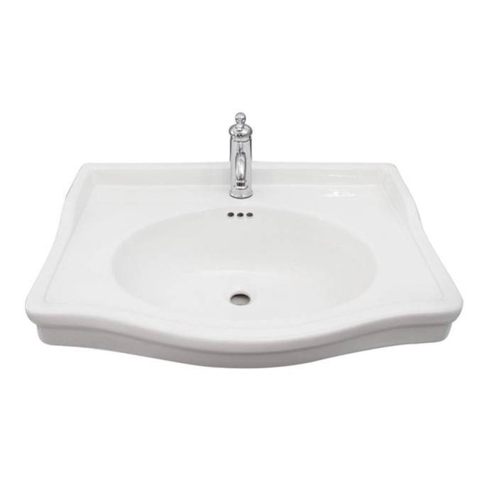 Ensal Wall-Hung with 1 Faucet Hole, Overflow, White