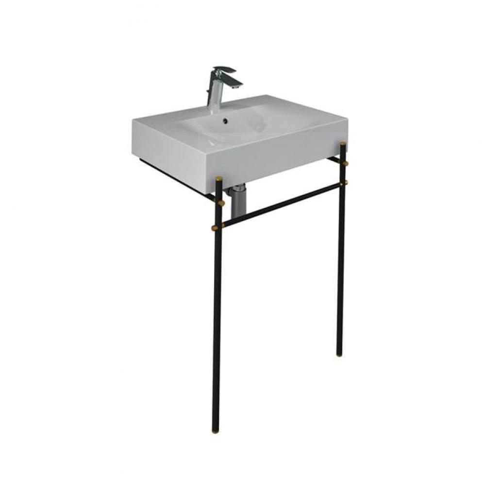 Des 610 Basin 8&apos;&apos; Widespred WH, with brass stand, Matte Black