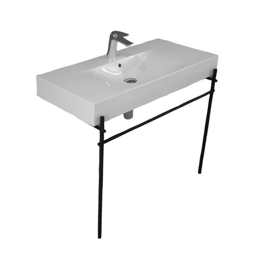 Des 1010 Basin 4&apos;&apos; Centrset WH, with brass stand, Matte Black