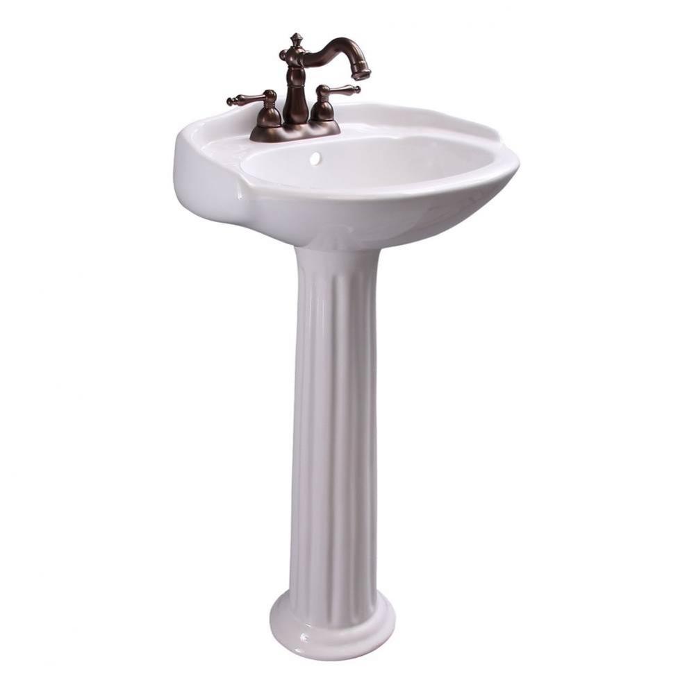 Arianne 19&apos;&apos; Basin Only with 4&apos;&apos; Center Set,W/ Overflow,WH