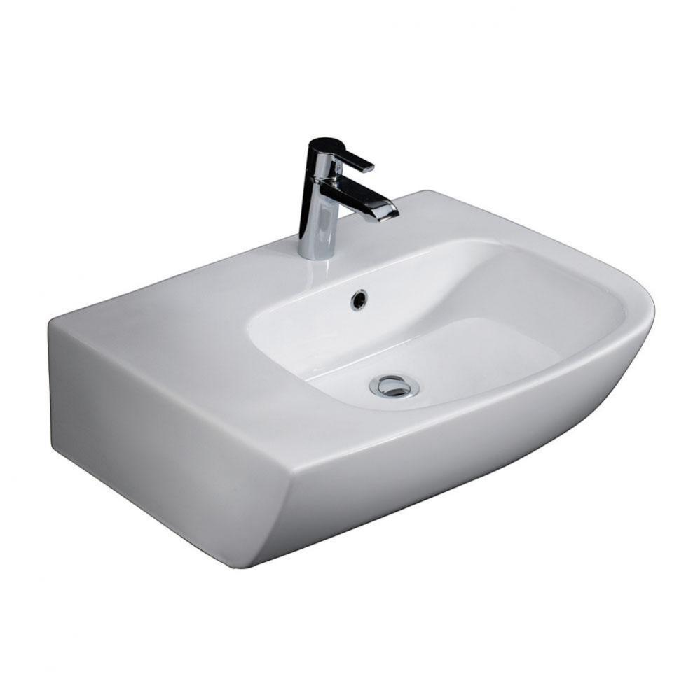 Elena 25&apos;&apos; Above Counter Basin Deck on Left, 1 Hole, White