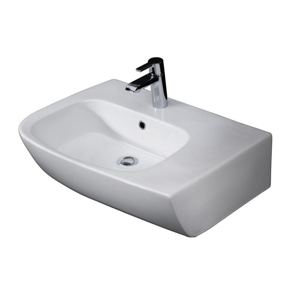 Elena 25&apos;&apos; Above Counter Basin Deck on Right, 1 Hole, White