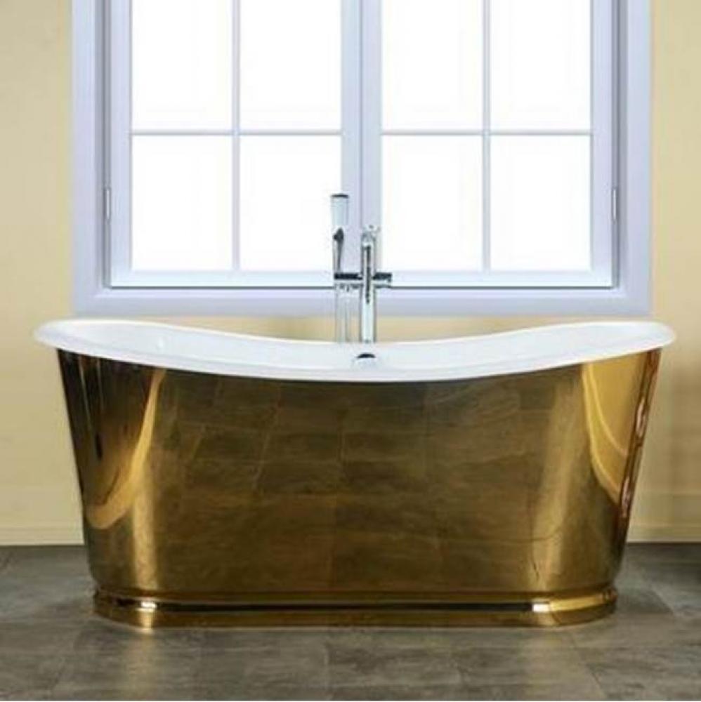 Cleopatra 66&apos;&apos; Cast Iron Bateau Tub, Gold SS Skirt